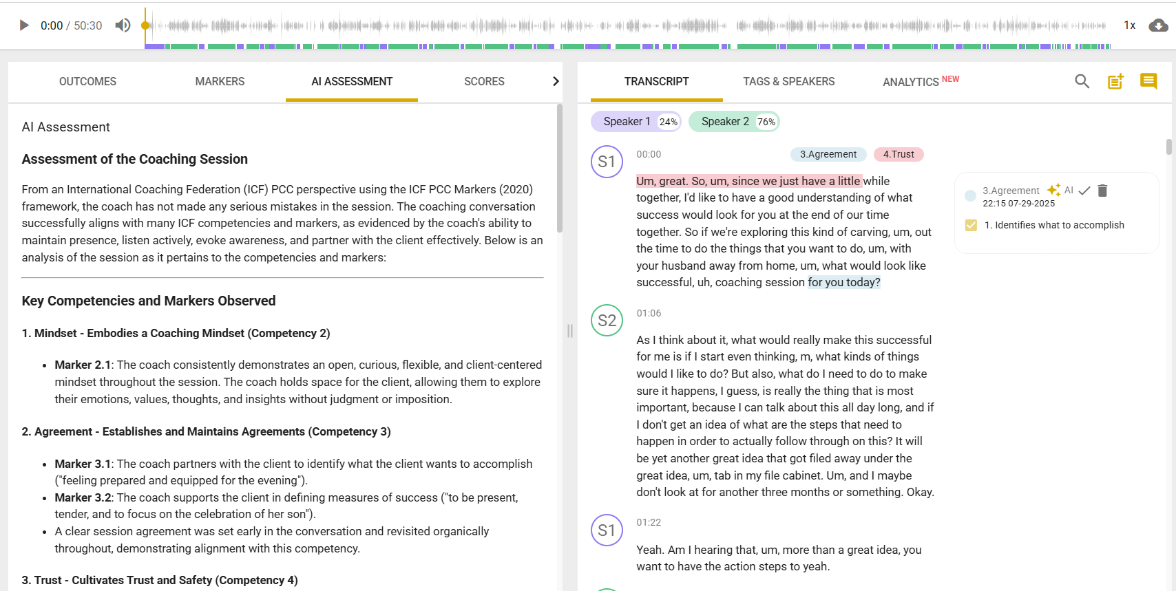 ICF transcription and tags